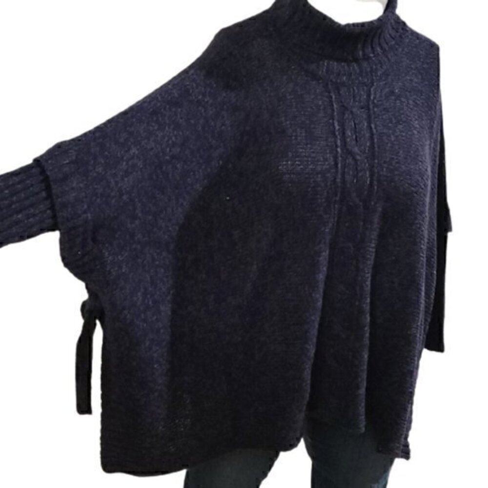 [Alya] Blue Poncho Sweater - Size S/M